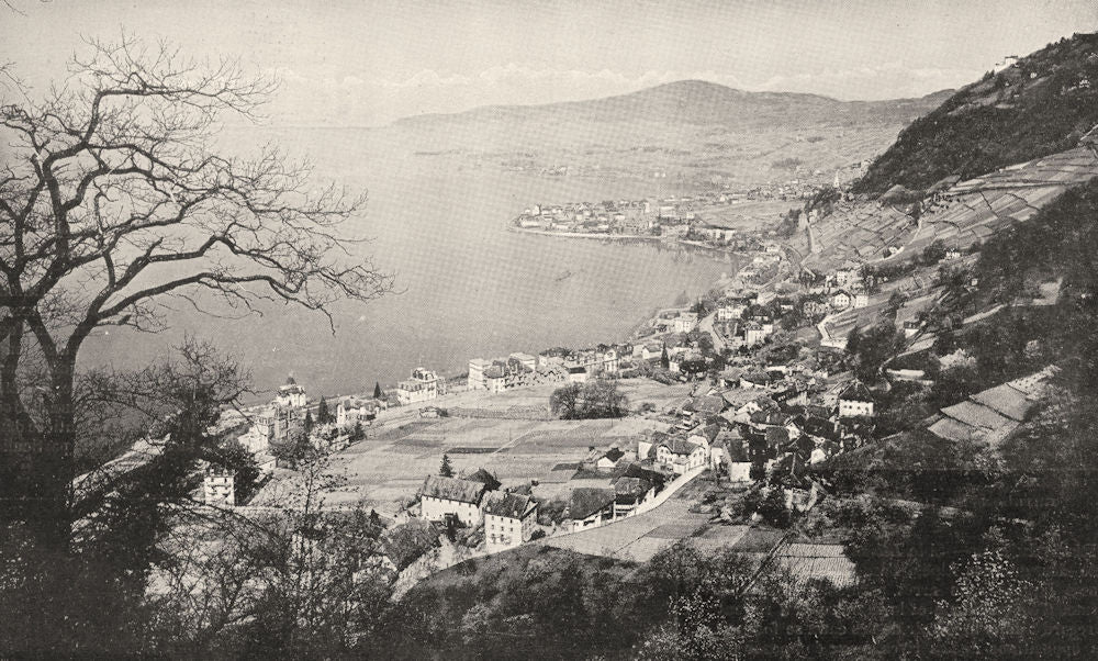 SWITZERLAND. Territet, Montreux, Aux bords du Léman 1900 old antique print